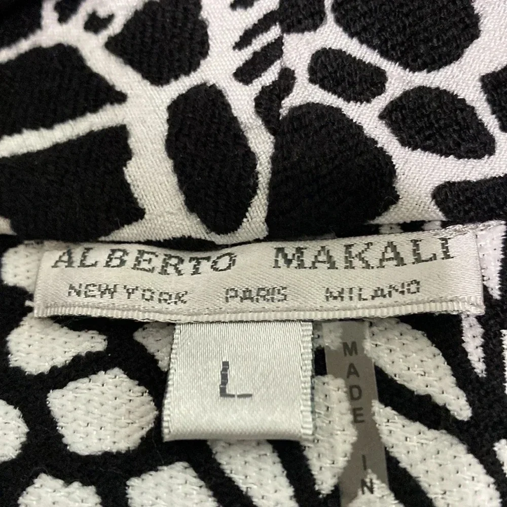 Alberto Makali Black & White Animal Print Coat Size Large